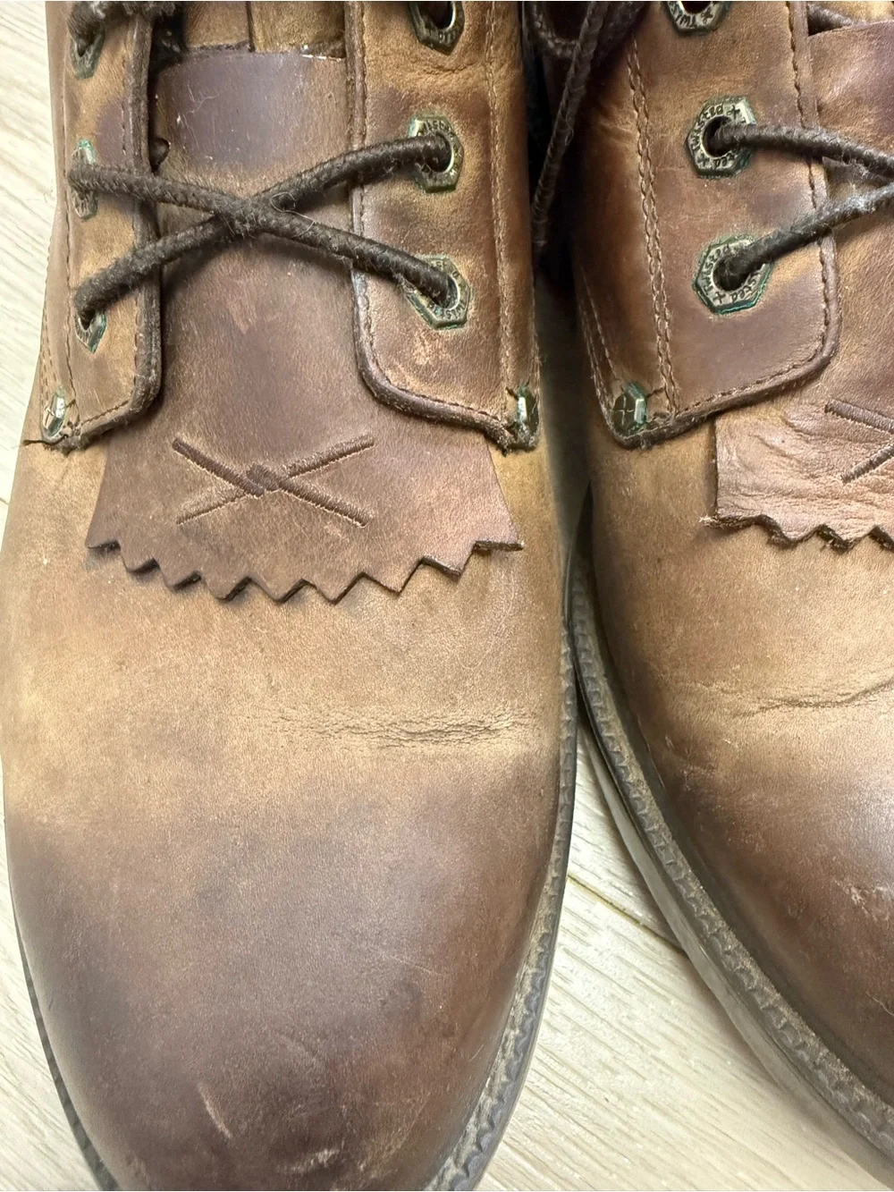 Twisted X Mens Brown Leather Kiltie Boots Lace Up Boots MWL0001 Size 10.5 EE